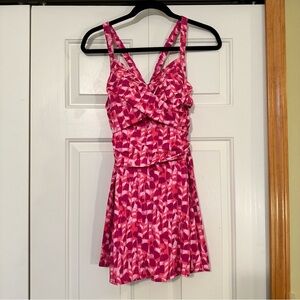 Denim & Co Reg Sweetheart Twist Front 1 pc Swim Dress Swimsuit